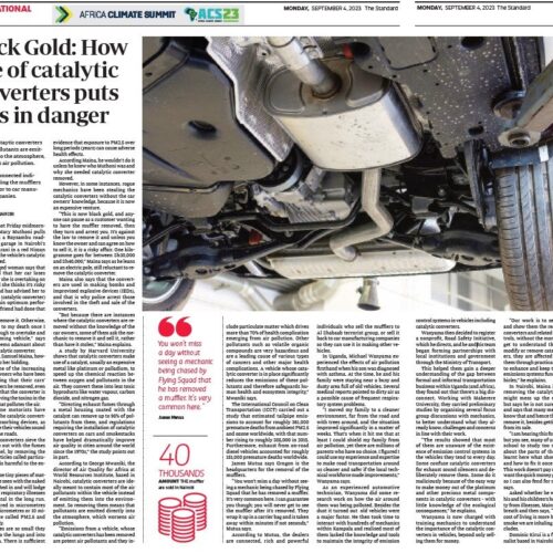 Screenshot of original catalytic converter article in a newspaper-style layout