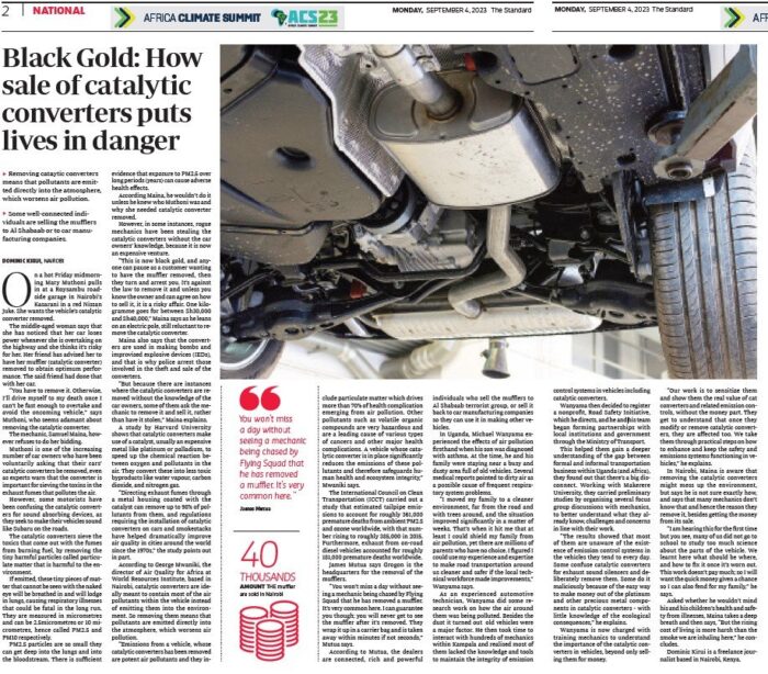 Screenshot of original catalytic converter article in a newspaper-style layout