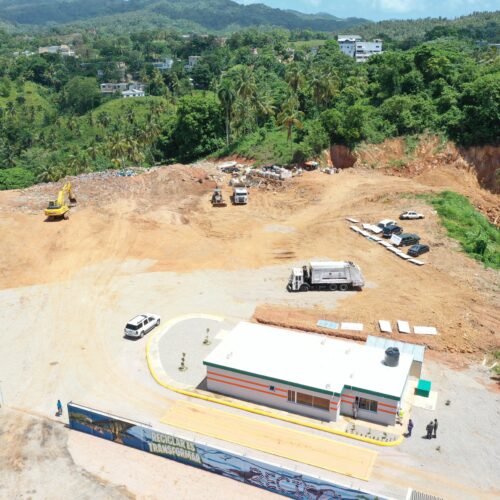 Drone shot of a recycling plant under construction.