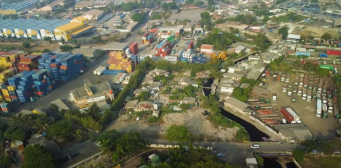 Aerial view of Gang Lengkong, Jakarta, Indonesia.